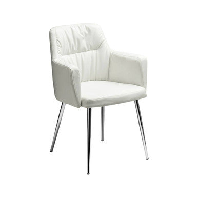 Merrik White Leather Effect Chair With Chrome Legs