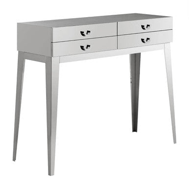 Silver Stainless Steel Console Table with 4 Storage Drawers | Lure
