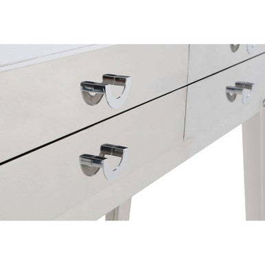 Silver Stainless Steel Console Table with 4 Storage Drawers | Lure