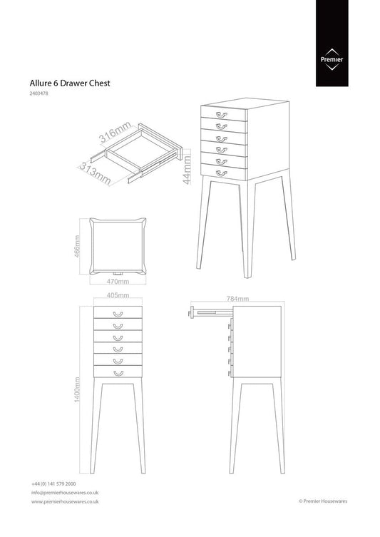 Stainless Steel 6 Drawer Chest | Lure