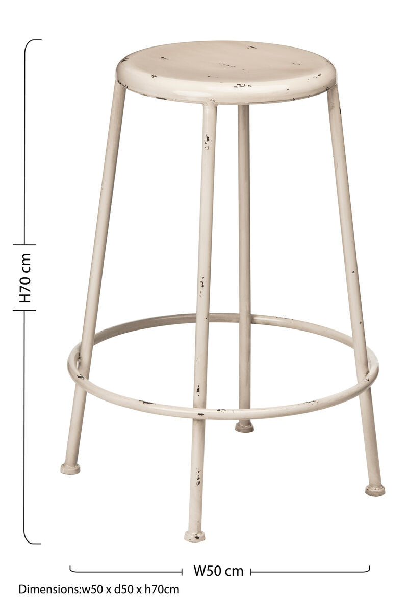 Artisan Cream Metal Bar Stool