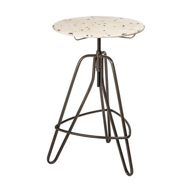 Cream Metal Adjustable Bar Table with Black Distressed Finish Hairpin Legs | Artisan