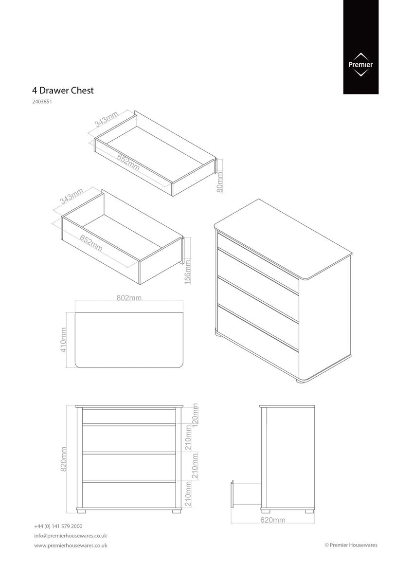 Moritz Black High Gloss 4 Drawer Chest