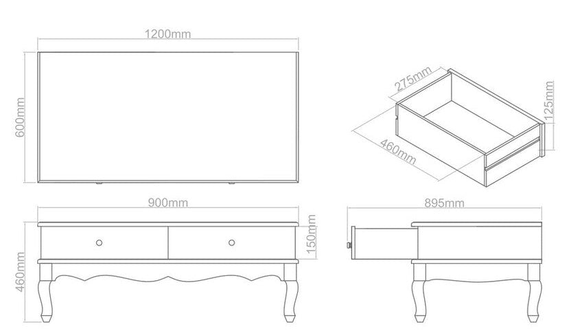 White Rectangular Coffee Table with Two Storage Drawers | Bali