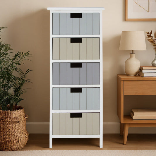 New England White 5 Drawers Chest