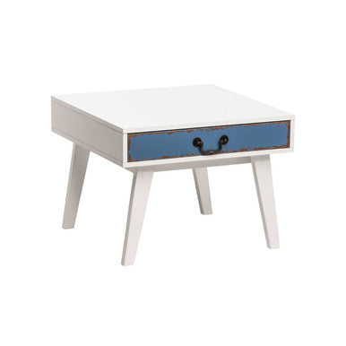 Alchemy White and Blue 1 Drawer Side Table