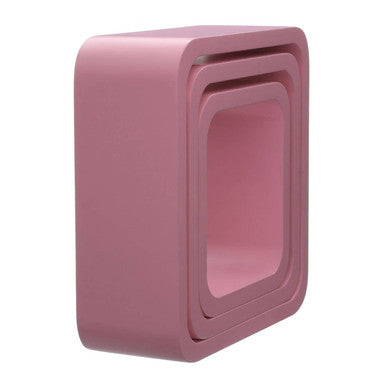 Set Of Three Pink Mdf Wall Cubes