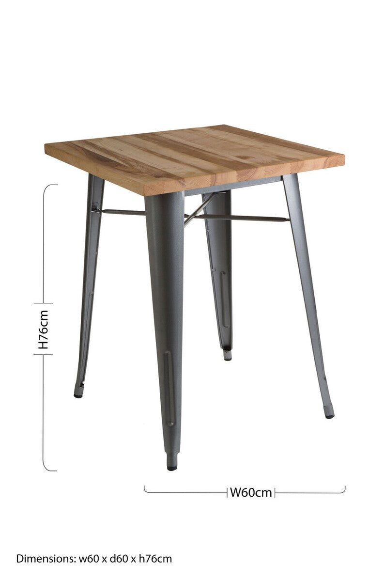 Natural Rustic Wood Top Side Table with Silver Powder Coated Metal Base | Aldgate