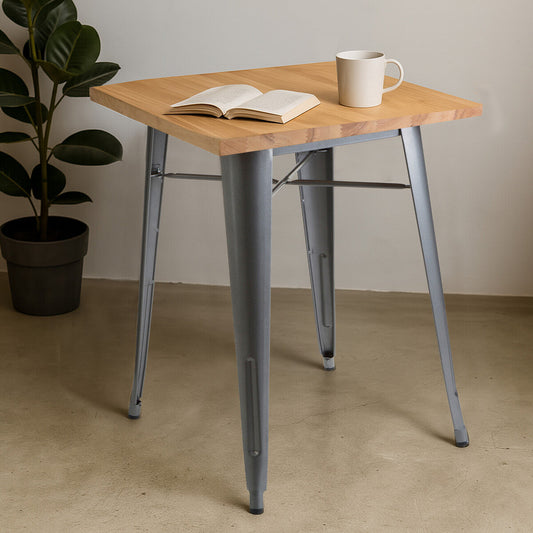 Natural Rustic Wood Top Side Table with Silver Powder Coated Metal Base | Aldgate