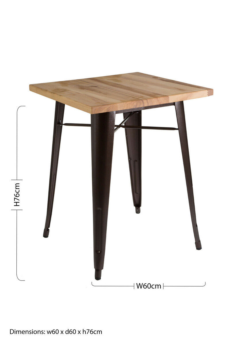 Natural Grain Wood Top Side Table with Crackle Copper Finish Gold Metal Legs | Aldgate
