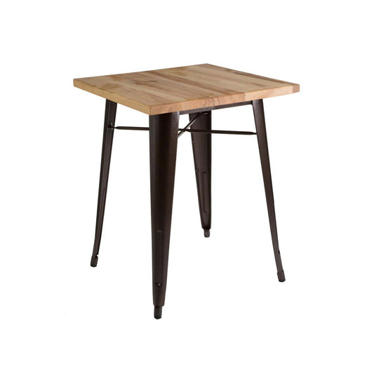 Natural Grain Wood Top Side Table with Crackle Copper Finish Gold Metal Legs | Aldgate