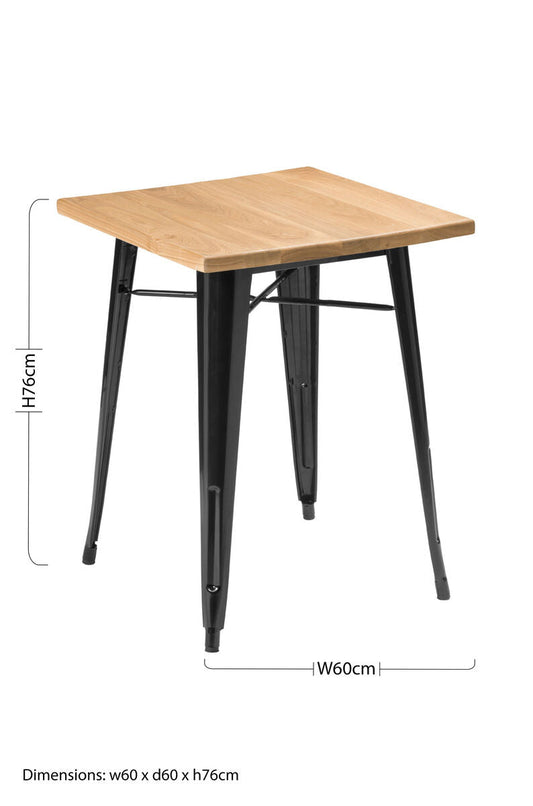 Natural Wood Grain Top Side Table with Black Powder Coated Metal Legs | Aldgate