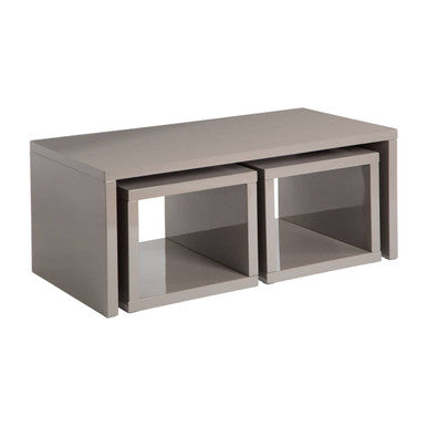 Dark Grey High Gloss Wood Coffee Table with 2 Under Tables | Madrid