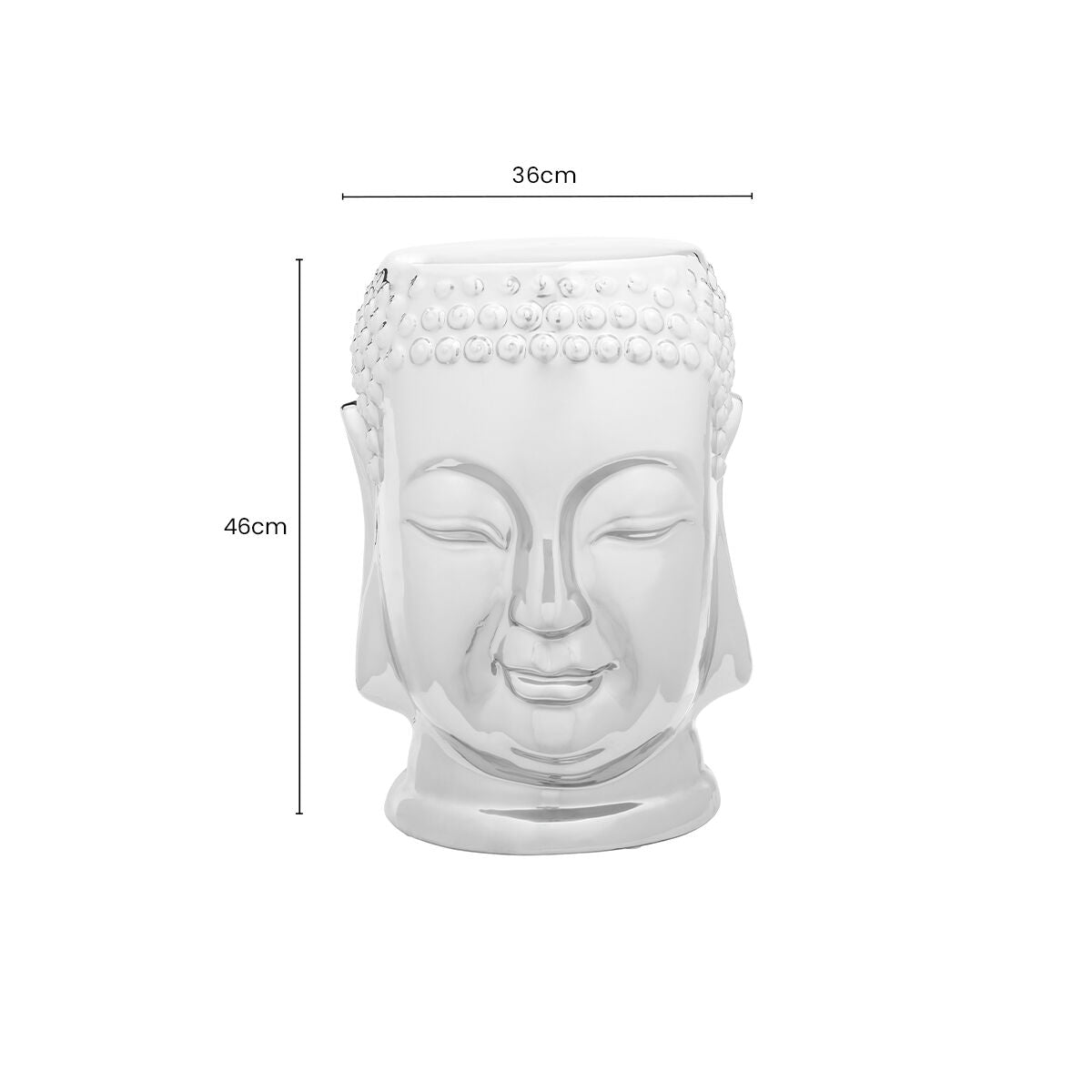 Complements Silver Dolomite Buddha Sculpted Side Table Deep Black Rounded Top | Torcello