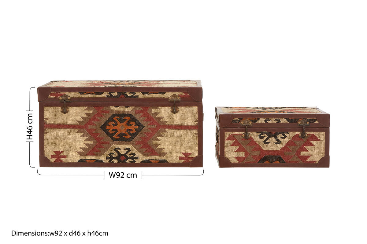Set Of 2 Multi Print Storage Trunks