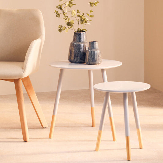 Set Of Two Viborg Grey Round Side Tables
