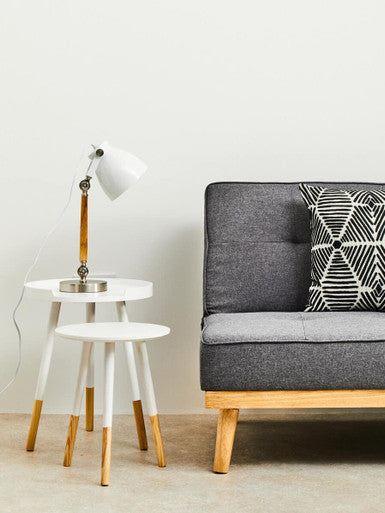 Viborg White And Natural Round Side Table