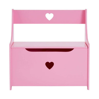 Kids Pink Heart Design Storage Box And Seat | Kids Storage