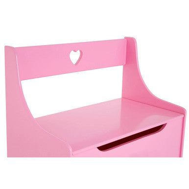 Kids Pink Heart Design Storage Box And Seat | Kids Storage