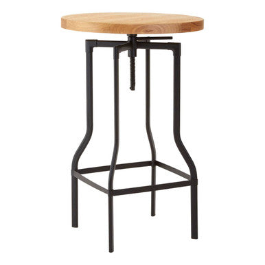 Natural Height Adjustable Bar Table with Metal Frame | New Foundry