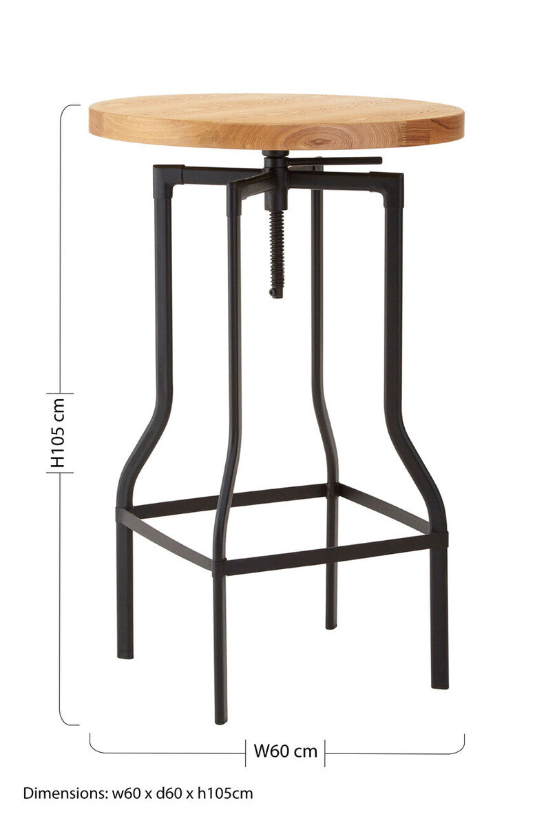 Natural Height Adjustable Bar Table with Metal Frame | New Foundry