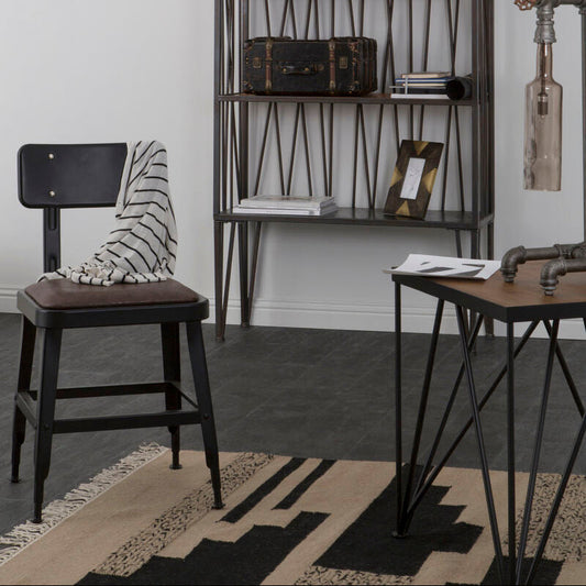 Natural Wood Top and Iron Base Square Side Table | New Foundry