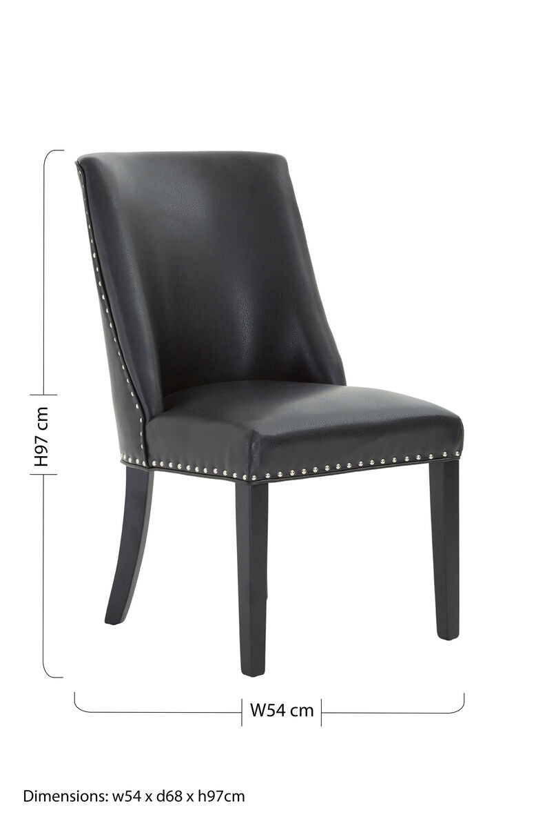 Rodeo Black Leather Effect Dining Chair