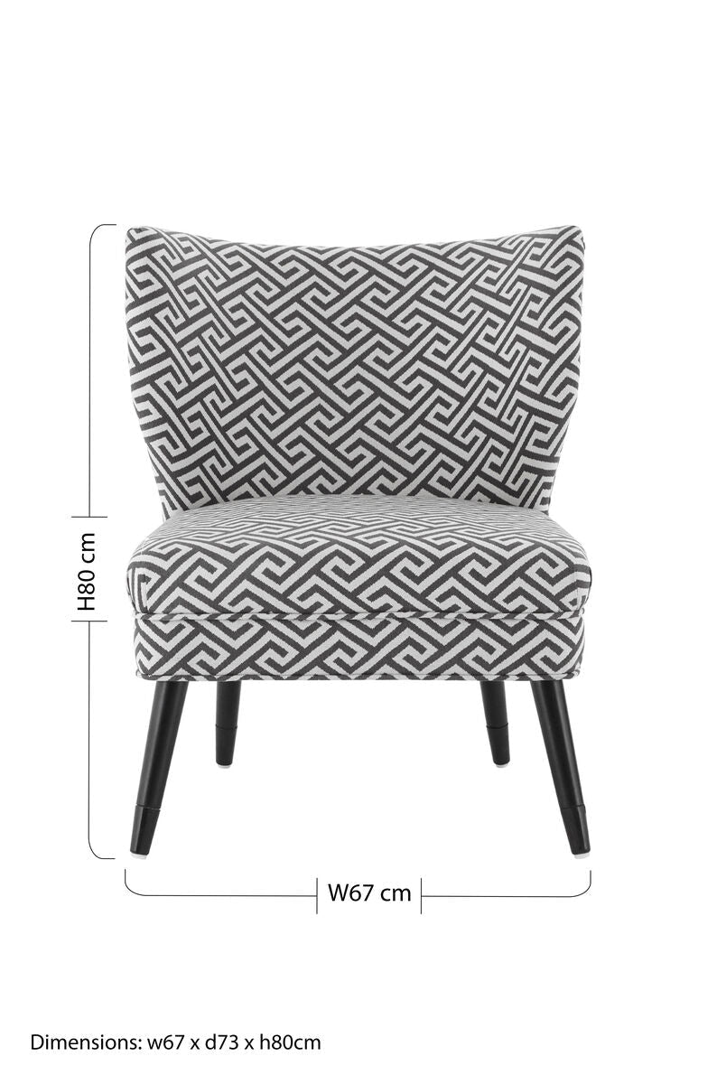 Regents Park Greek Key Design Accent Chair with Wingback Design