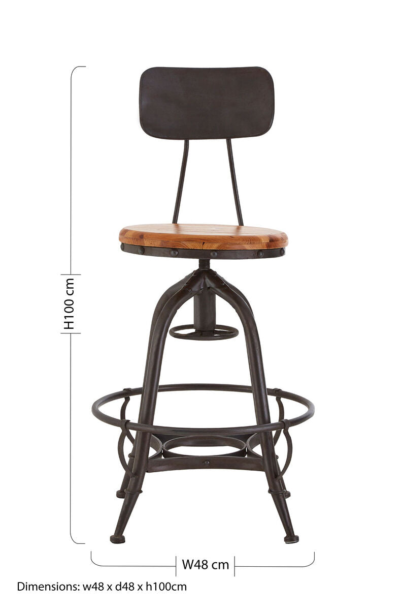 Fir Wood and Metal Bar Chair | New Foundry