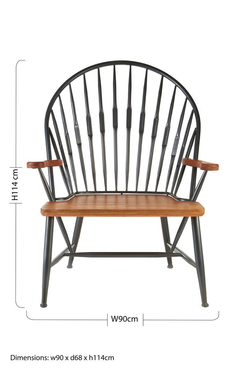 Walnut Wood and Metal Armchair | New Foundry