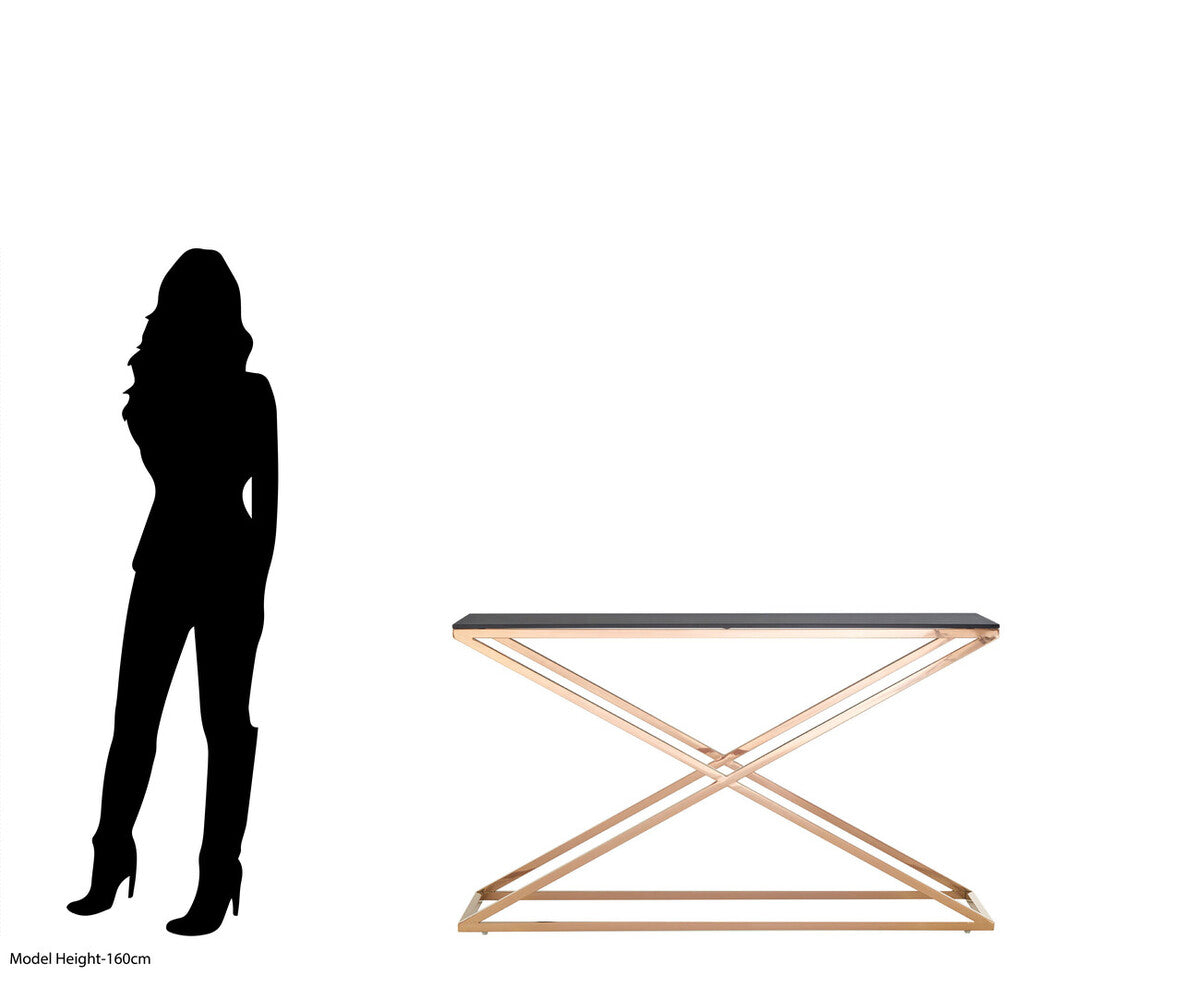 Montril Glass Top Criss Cross Console Table