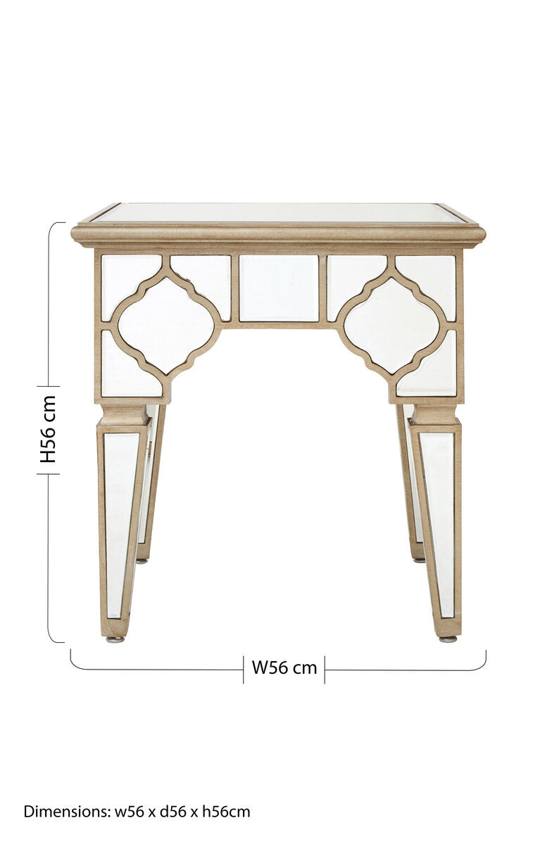 Silver Mirrior Glass Square Side Table | Medina