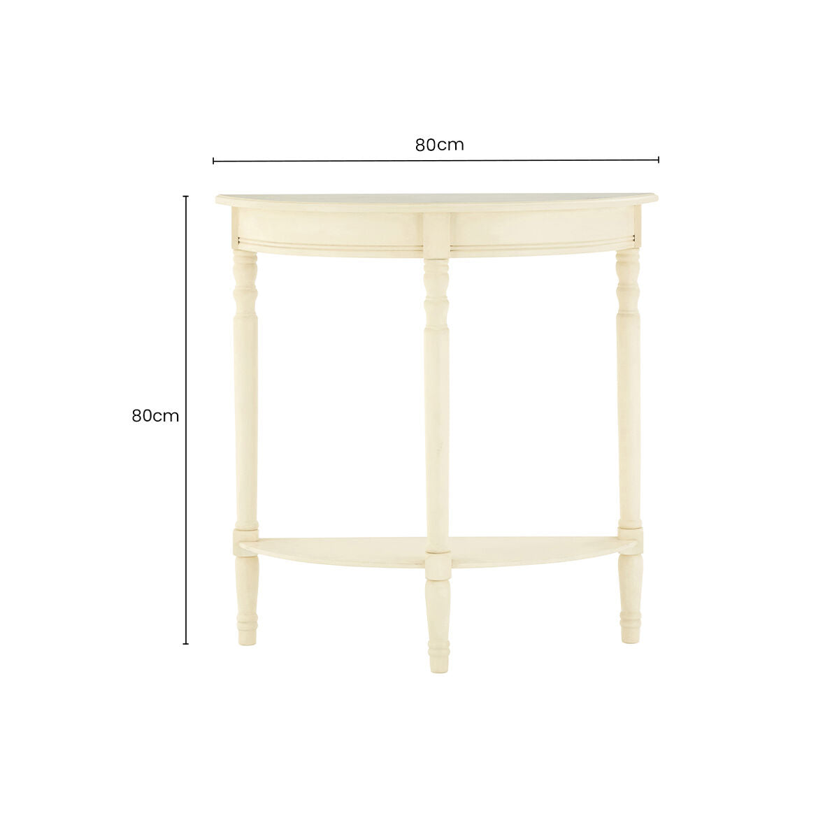 White Wooden Ivory Rounded Console Table, Heritage