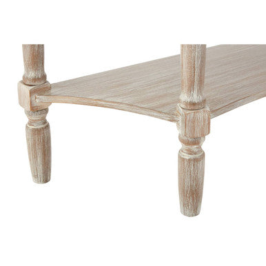 Heritage Natural Wash Wooden Half Moon 1 Drawer Console Table with Lower Shelf