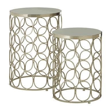 Templar Set Of Two Nickel Side Tables