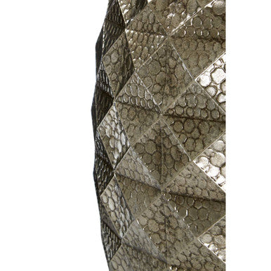Set of 2 Silver Finish Textured Stool and Table | Reza