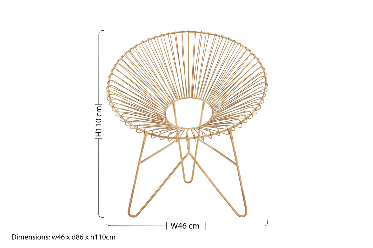 Templar Gold Iron Occasional Chair with Metal Frame