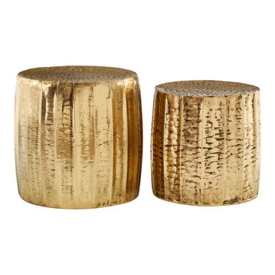 Templar Set Of 2 Antique Brass Finish Side Tables And Stools