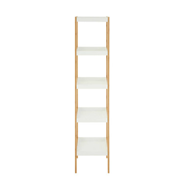 Nostra Five Tiered White And Natural Shelf Unit