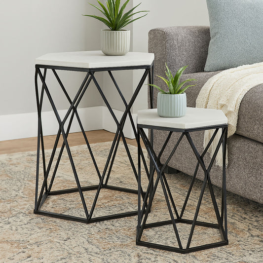 Arcana Set Of Two Hexagonal Side Tables