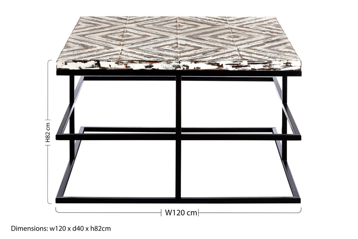 Black Rustic Chevron Square Coffee Table | Lombok
