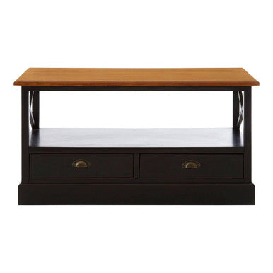 Black Rectangular Storage Coffee Table with Drawers | Virginia