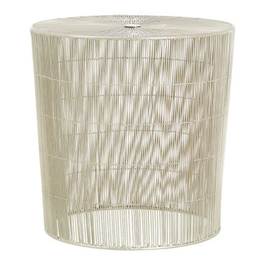 Silver Pewter-Finish Iron Cage Side Table with Concentric Circle Design | Templar