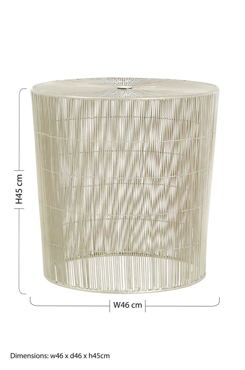 Silver Pewter-Finish Iron Cage Side Table with Concentric Circle Design | Templar