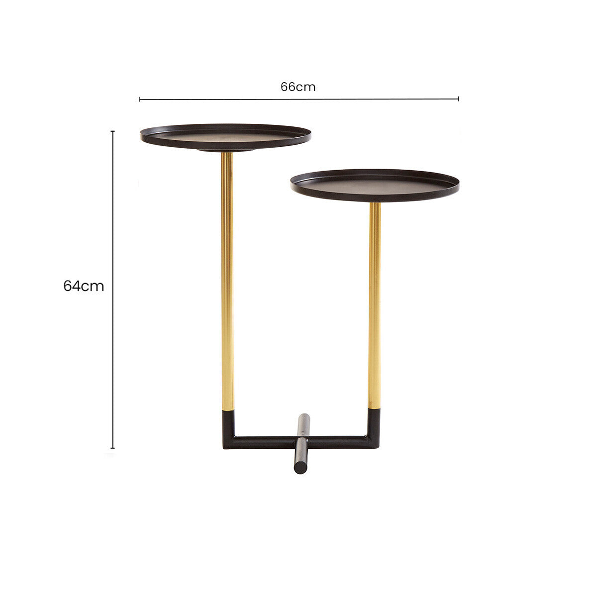 Black and Gold Metal 2-Tier Side Table with Intersecting Base Design | Halle