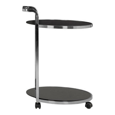 2 Tier Silver Drinks Trolley With Black Glass | Ackley