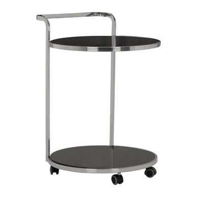 2 Tier Silver Drinks Trolley With Black Glass | Ackley
