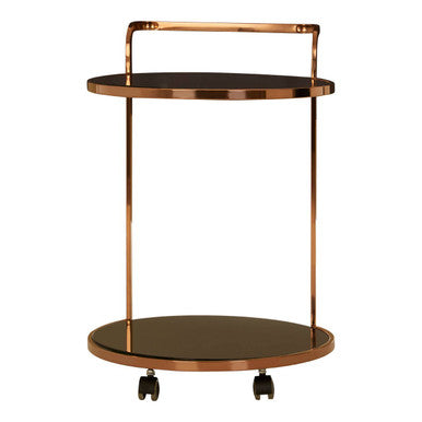 2 Tier Rose Gold Finish Drinks Trolley | Ackley