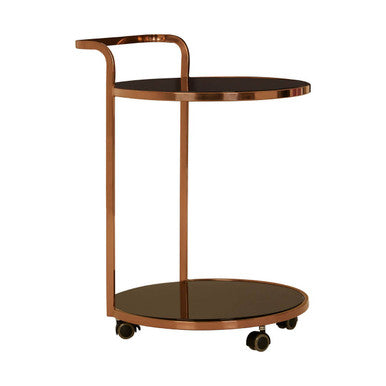 Ackley 2 Tier Rose Gold Finish Drinks Trolley