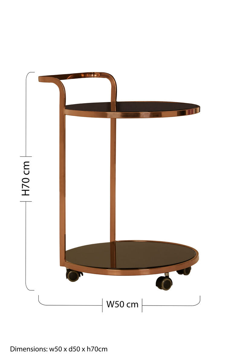 2 Tier Rose Gold Finish Drinks Trolley | Ackley